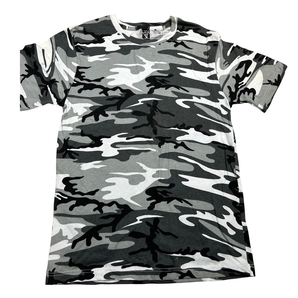 Code V Mens Urban Camouflage T-Shirt Grey Black White‎ Camo Cotton Size M